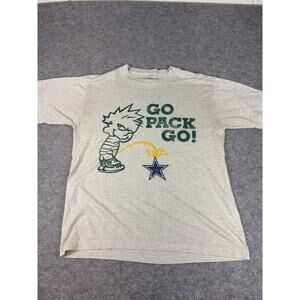 VINTAGE 90s Green Bay Packers Shirt Mens Large Gray Go Pack Go Single Stitch Tee